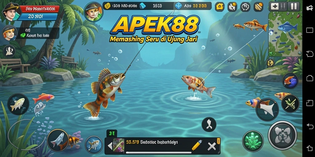 Tampilan gameplay APEK88 dengan aksi memancing yang mendebarkan.