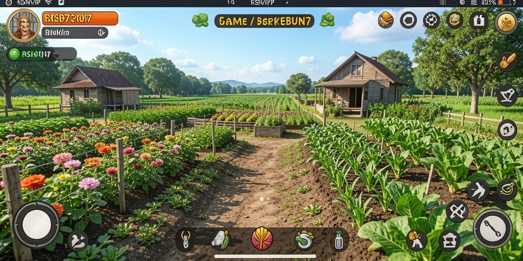 Tampilan gameplay menarik RSNVIP7 dengan lahan pertanian yang indah.