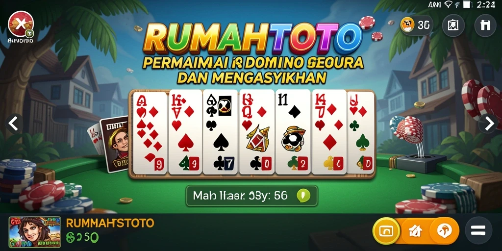 Screenshot utama RUMAHTOTO menampilkan gameplay Domino yang seru.