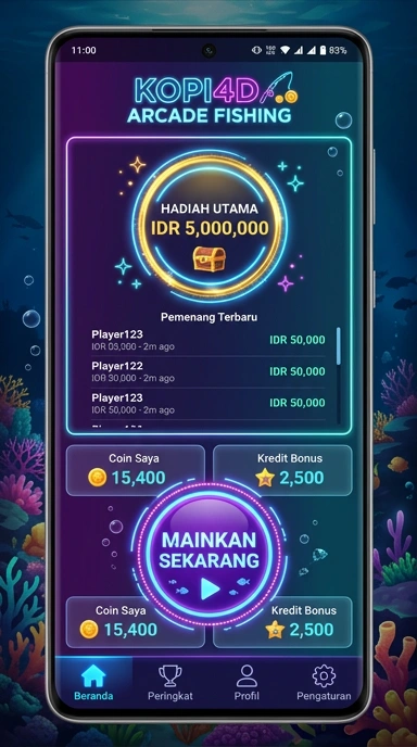 Tampilan antarmuka pengguna aplikasi kopi4d.